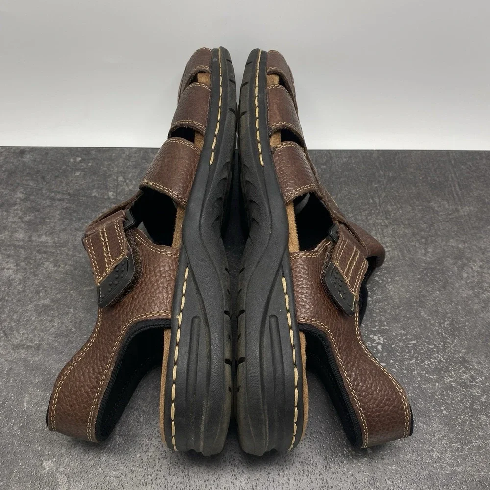 Dr Scholls Gaston Fisherman Sandals Men's US 11‎ M Brown Leather Memory Cool Fit